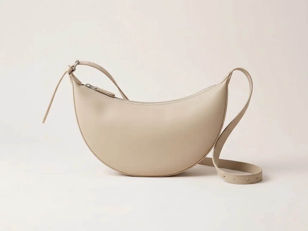 An illustration of a cream crescent bag
